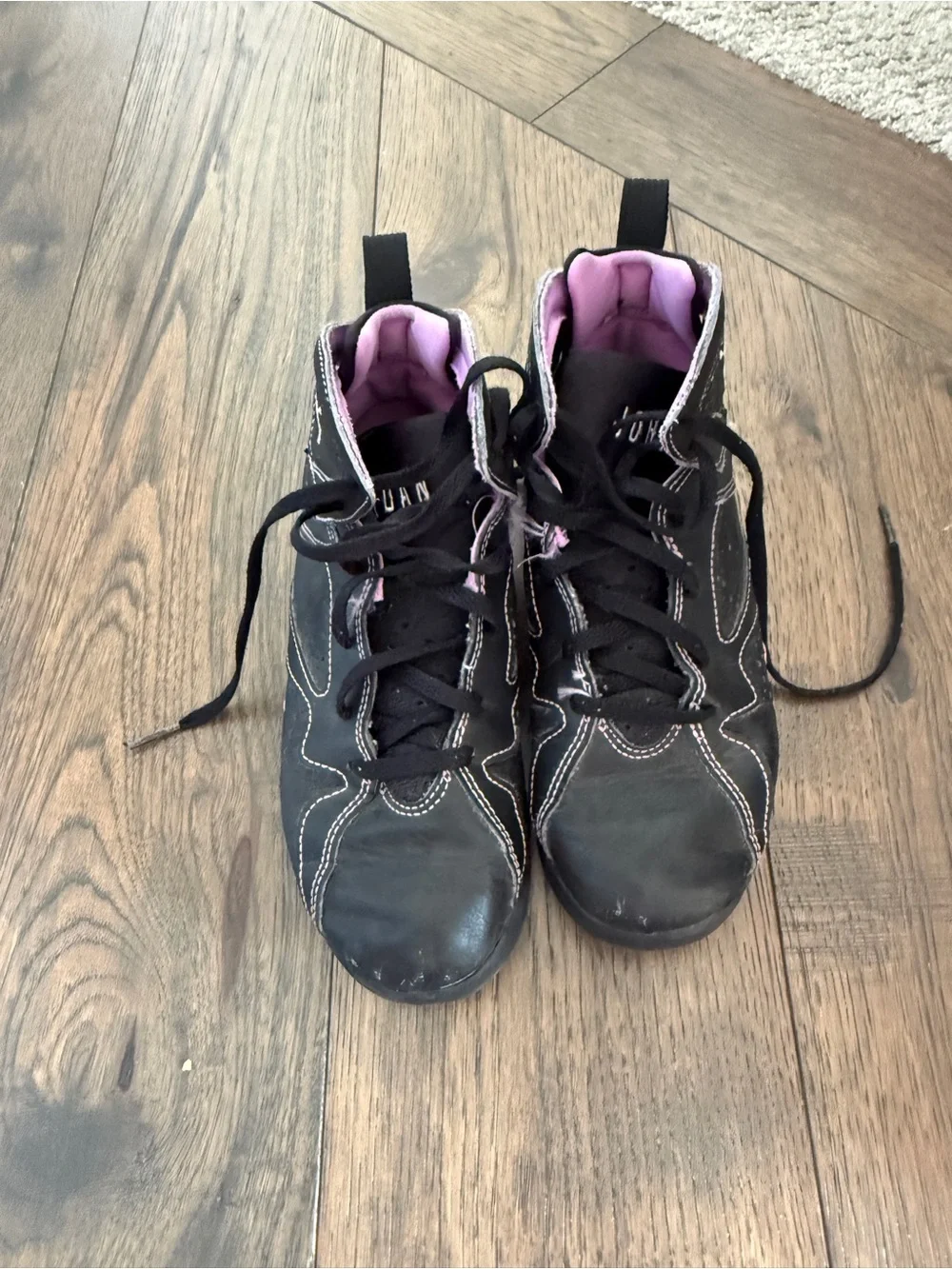 Jordan Kids Black and Purple High-Top Sneakers